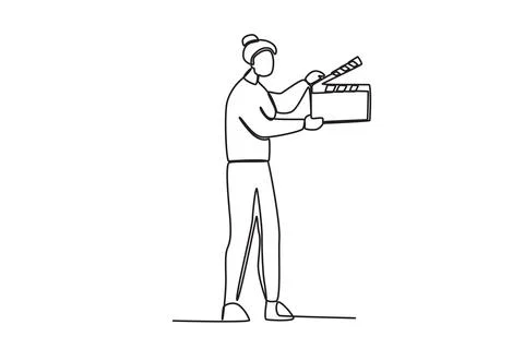 A man holding a clapper board on site Stock Illustration