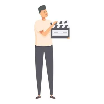 Man holding clapperboard ready for action 스톡 일러스트
