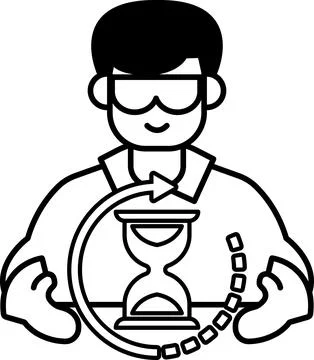 A man is holding a clock and smiling Stock Illustration