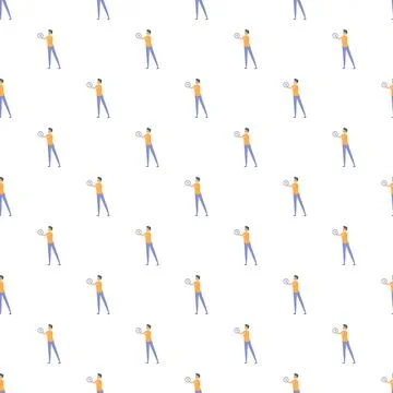 Man holding clock managing time seamless pattern Stock Illustration