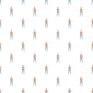 Man holding clock seamless pattern representing time management Stock Illustration