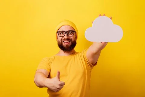 Man holding cloud storage Stock Photos