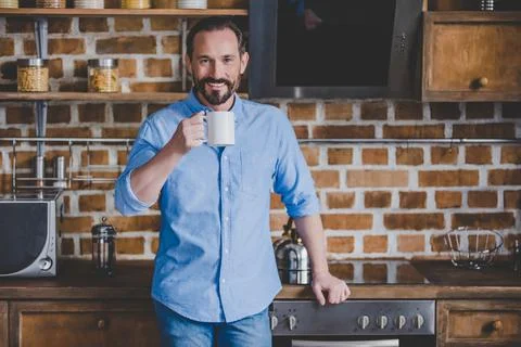 Man holding coffee cup Stock Photos