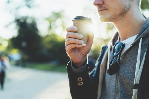 Man holding coffee Stock Photos