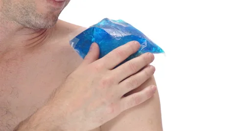 Man Holding Cold Pack to Shoulder Stock Footage 46371992