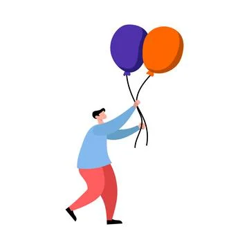 Man Holding Colorful Balloons, Celebrating a Special Occasion Stock Illustration