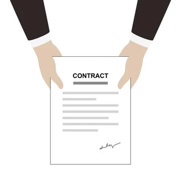 Man holding contract paper, flat design, vector illustration 스톡 일러스트