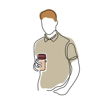 Man holding a cup of coffee vector illustration Stock Illustration