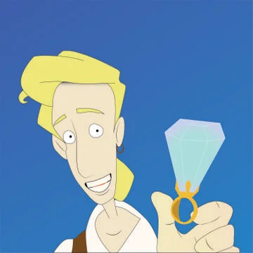 Man Holding A Diamond Ring Stock Illustration