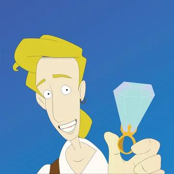 Man Holding A Diamond Ring Stock Illustration