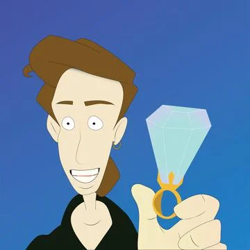 Man Holding A Diamond Ring Stock Illustration