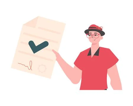 The man is holding a document. Data protection. Smart contract. Modern tren.. Illustrazione stock