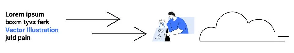 Man holding document with data represented by symbols, arrows pointing toward Stockillustratie