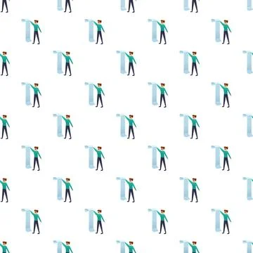 Man holding document seamless pattern backdrop Stock Illustration