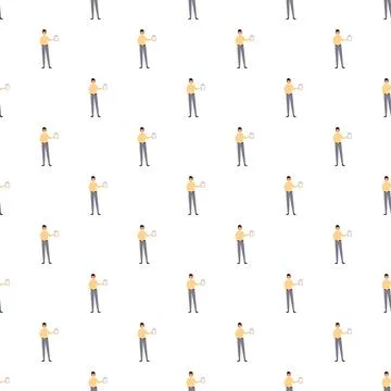 Man holding document seamless pattern repetition background Stock Illustration