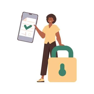 The man is holding a document. Smart contract concept. Data protection. Moder Stock Illustration