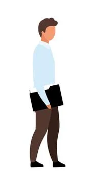 Man holding documents folder semi flat color vector character Stock Illustration