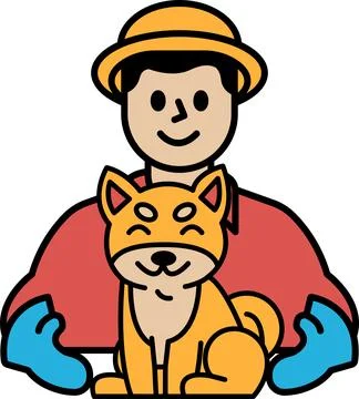 A man is holding a dog Stock Illustration
