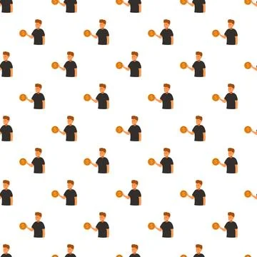 Man holding dollar coin repeating seamless pattern Stock Illustration