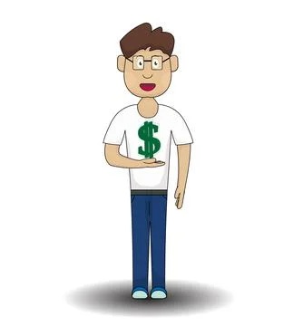 Man holding dollar sign Stock Illustration