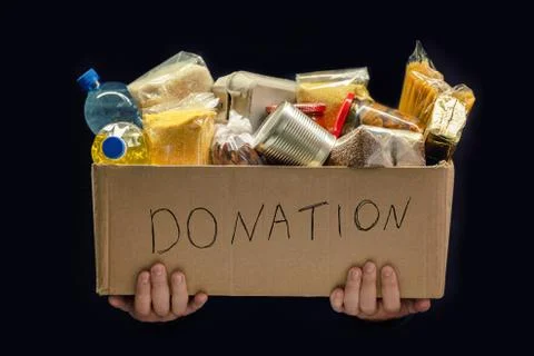 A man holding a donation box Stock Photos