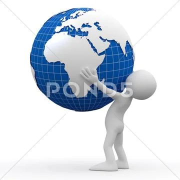 Man holding earth with his hands Stock Illustration