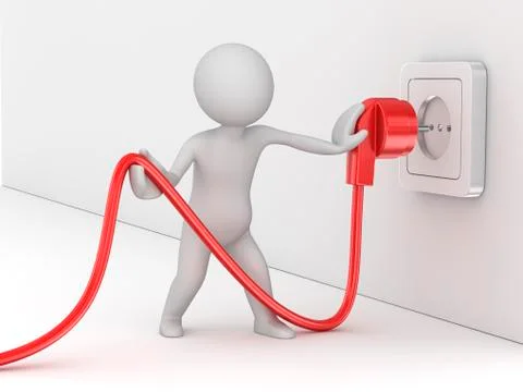 Man holding electric cable Stock Illustration