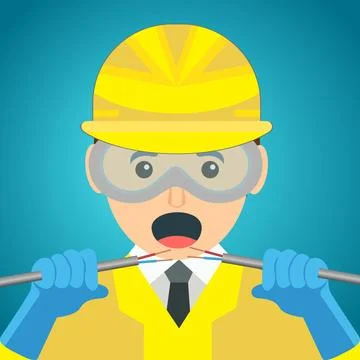 Man holding a electrical cable Stock Illustration