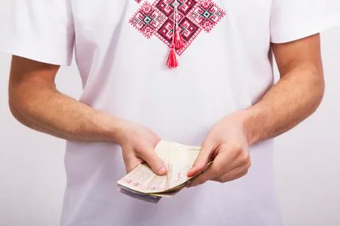 Man holding an empty wallet Stock Photos