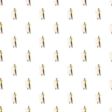 Man holding empty white board seamless pattern background Stockillustratie