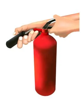 A Man Holding Fire Extinguishers Stock Illustration