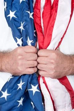 Man holding flag Stock Photos