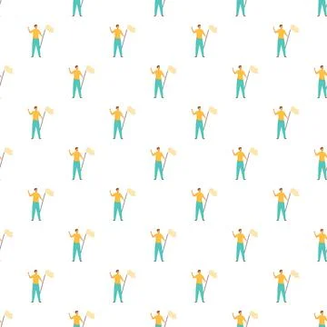 Man holding flag repeating pattern seamless background Stock Illustration