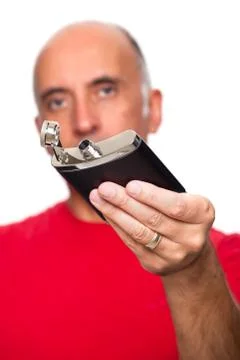 Man holding a flask Stock Photos
