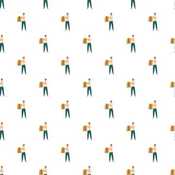 Man holding folded clothes seamless pattern design Illustrazione stock