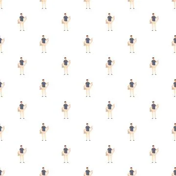 Man holding folded textile seamless pattern Stock Illustration