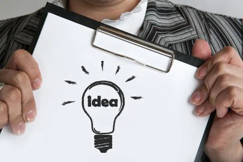 Man holding a folder icon ideas Stock-Fotos