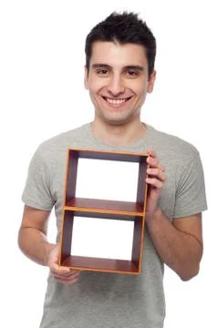 Man holding frame Stock Photos