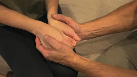 The man is holding gently woman's hands. Video stock 299708754