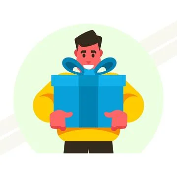 Man-holding-a-gift-box Illustrazione stock