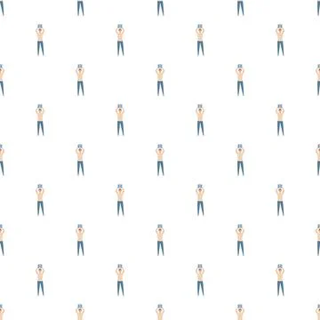 Man holding gift box overhead seamless pattern Stock Illustration