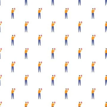 Man holding gift box seamless pattern background Stockillustratie