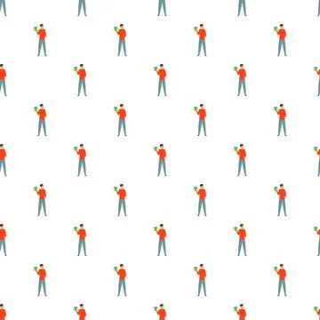 Man holding gift box seamless pattern background 스톡 일러스트