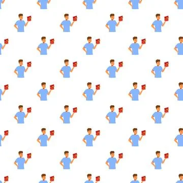 Man holding gift box seamless pattern background Stockillustratie