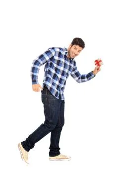 Man holding a gift Stock Photos