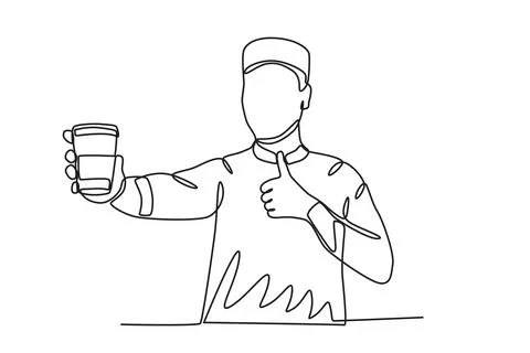 A man holding a glass while posing okay Stock Illustration