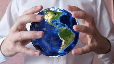 Man Holding Globe In Hands 4 Stock Footage 72033297