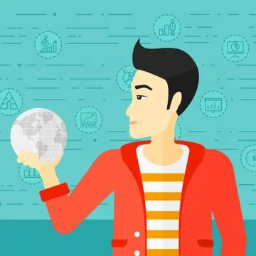 Man holding globe Stock Illustration