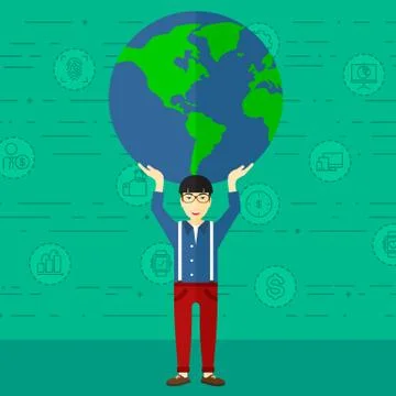 Man holding globe Stock Illustration