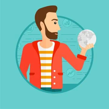 Man holding globe Stock Illustration